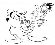 Coloriage Donald Duck avec une grenouille