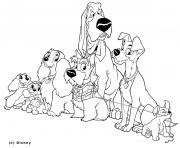 Coloriage la belle et le clochard film disney