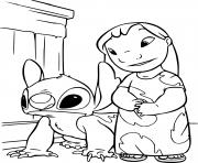 Coloriage lilo et stitch extraterrestre de couleur bleue