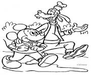 Coloriage Mickey et son ami Dingo se promenent