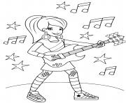 Coloriage chanteuse star de la musique fille guitare