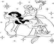 Coloriage princesses disney cendrillon ariel jasmine