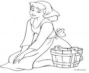 Coloriage cendrillon fait le menage et nettoyage