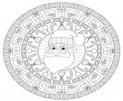 Coloriage pere noel en mandala cercle anti stress