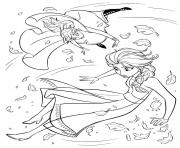 Coloriage Reine des Neiges 2 Anna et Elsa dnas une tournade de glace