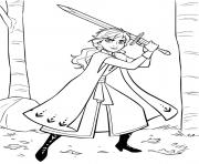 Coloriage Anna avec une epee pour defendre le royaume