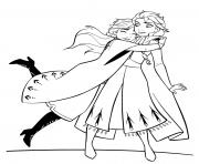 Coloriage Anna et Elsa Hugging