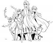 Coloriage Reine des Neiges 2 avec Olaf Anna Kristoff Sven ready for the winter adventure