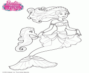 Coloriage sirene barbie et un coquillage de mer