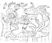 Coloriage une soiree celebration entre filles et sirenes