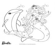 Coloriage barbie sirene avec son ami dauphin