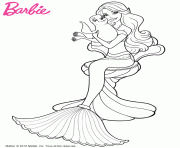 Coloriage barbie sirene avec un bebe phoque