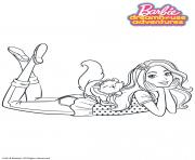 Coloriage Barbie et son chat