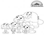 Coloriage Papa Maman Darwin Gumball et Anais