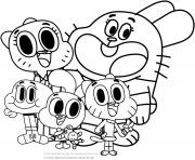 Coloriage la grande famille de gumball cartoon