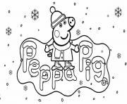 Coloriage peppa pig hiver vacance de noel