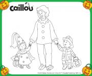 Coloriage caillou le pompier mousseline la princesse et papa le clown pour halloween