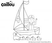 Coloriage caillou le capitaine du bateau salut les canards