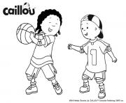 Coloriage jouer au basket avec caillou et clementine sport