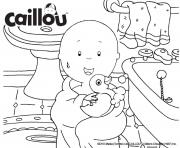 Coloriage caillou prend son bain avec son canard