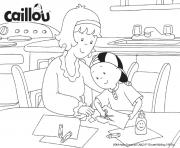 Coloriage mama et caillou font du bricolage ensemble