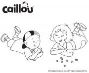 Coloriage caillou et sarah jouent aux billes