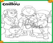 Coloriage caillou leo et clementine deguise pour halloween