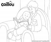 Coloriage papa fait une lecture a caillou avant de se coucher