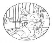 Coloriage caillou en forme de coco lapin paques