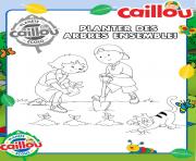 Coloriage caillou plante des arbres avec sarah et son chat gilbert