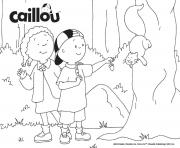 Coloriage caillou et clementine avec un ecureuil au parc