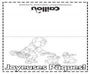 Coloriage carte de souhaits paques caillou et des lapins