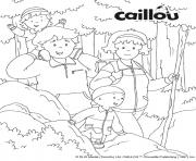 Coloriage randonnee automne avec la famille caillou