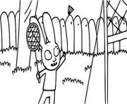 Coloriage simon joue au badminton