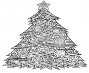 Coloriage arbre de noel mandala pour adulte anti stress et boules de noel