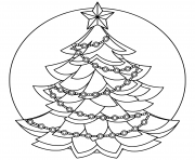 Coloriage joyeux temps des fetes avec ce sapin avec decorations simple