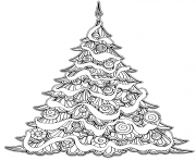 Coloriage luxueux arbre de noel avec decorations