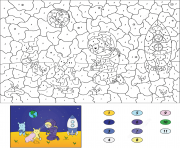 Coloriage un astronaute et un alien sur la lune par numero