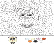 Coloriage animal panda par numero