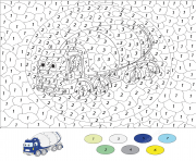 Coloriage camion de construction par numero