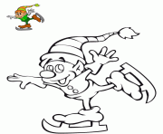 Coloriage un lutin qui patine sur la glace