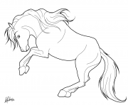 Coloriage cheval qui se cabre