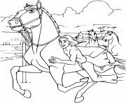 Coloriage spirit pret pour la course avec son chevalier