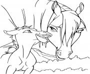 Coloriage spirit mamn et son bebe cheval