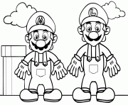 Coloriage super mario bros avec luigi