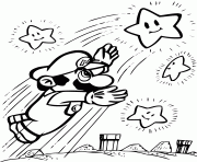 Coloriage mario bros saute vers les etoiles