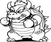 Coloriage bowser en mode defense contre super mario bros