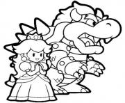 Coloriage bowser et princesse peach