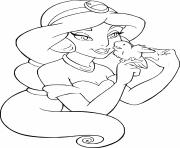 Coloriage la belle princesse jasmine et lepauvre voleur aladdin