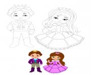 Coloriage Cute Prince and Princesse